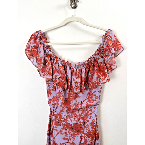 Sachin & Babi Red Purple Floral Midi Dress Bohemian Boho Cottagecore Romantic 14 - Picture 2 of 8